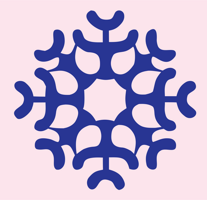 Bold Branching Snowflake Crest #fce4ec/#283593