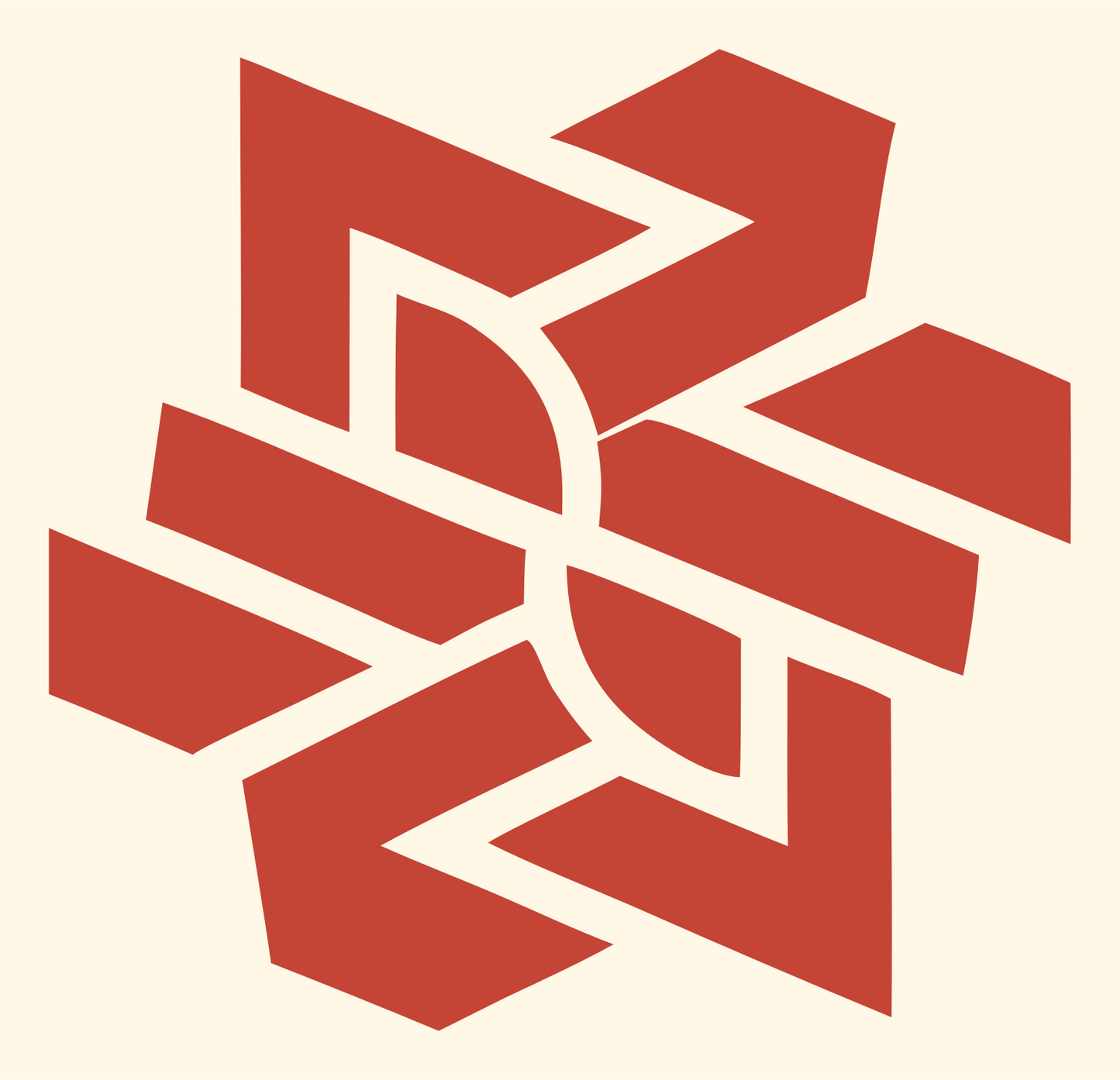 Bold Interlocking Snowflake Icon #fff8e7/#c44536