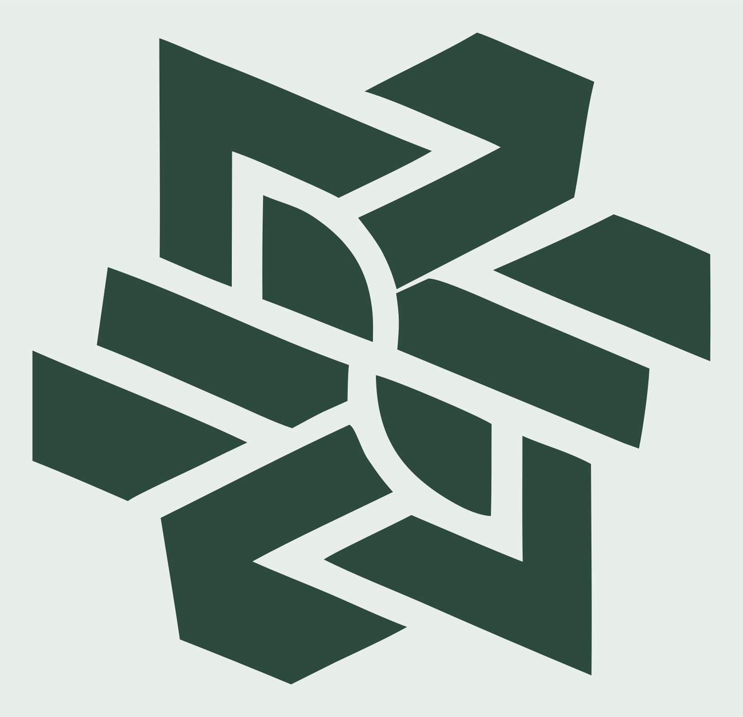 Bold Interlocking Snowflake Icon #e8efe9/#2d4a3e