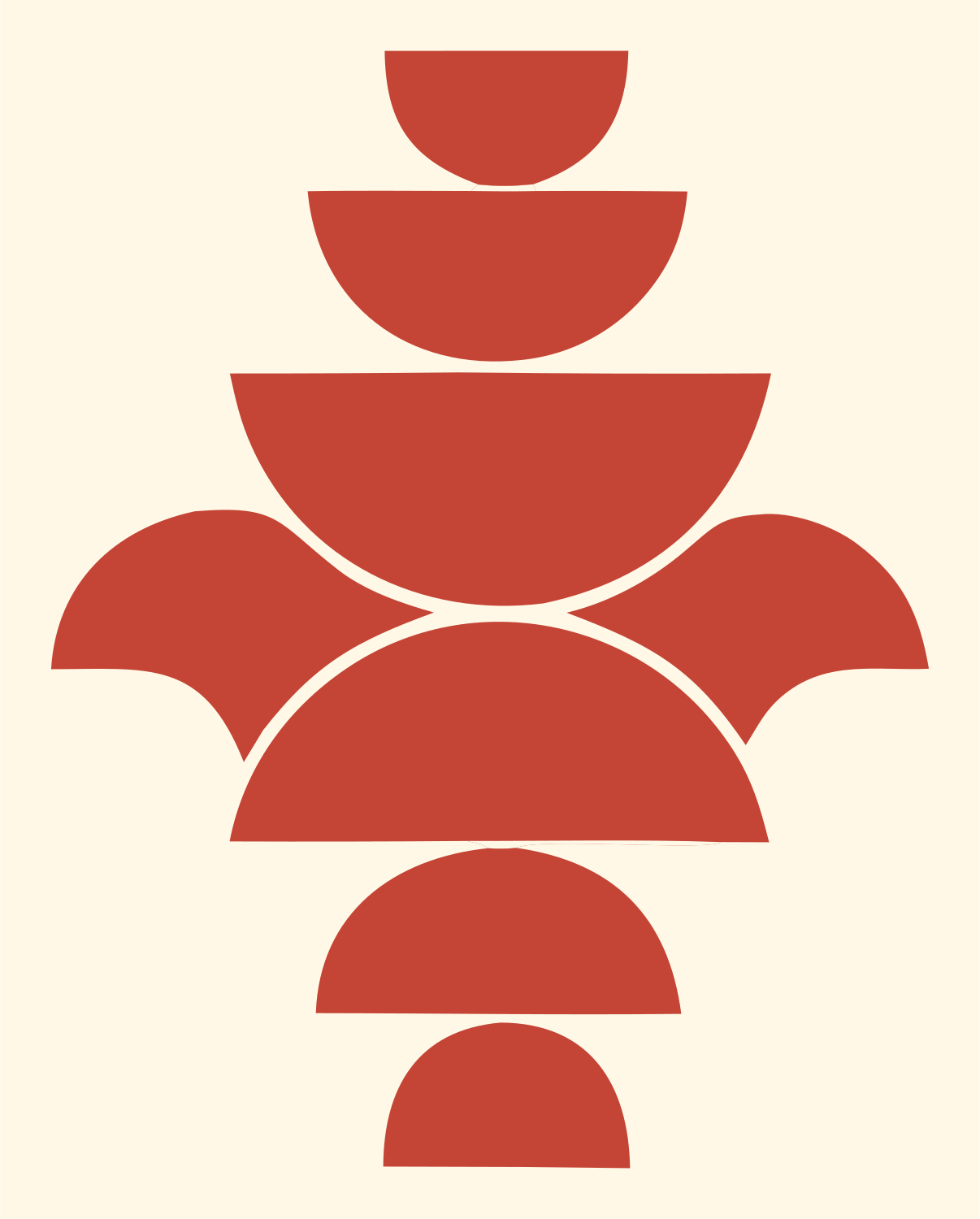 Bold Semicircle Snowflake Mark #fff8e7/#c44536