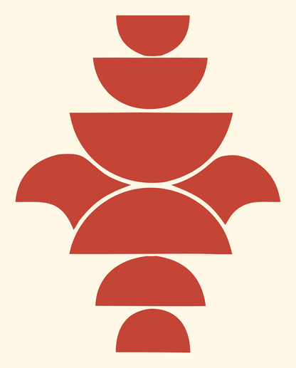 Bold Semicircle Snowflake Mark #fff8e7/#c44536