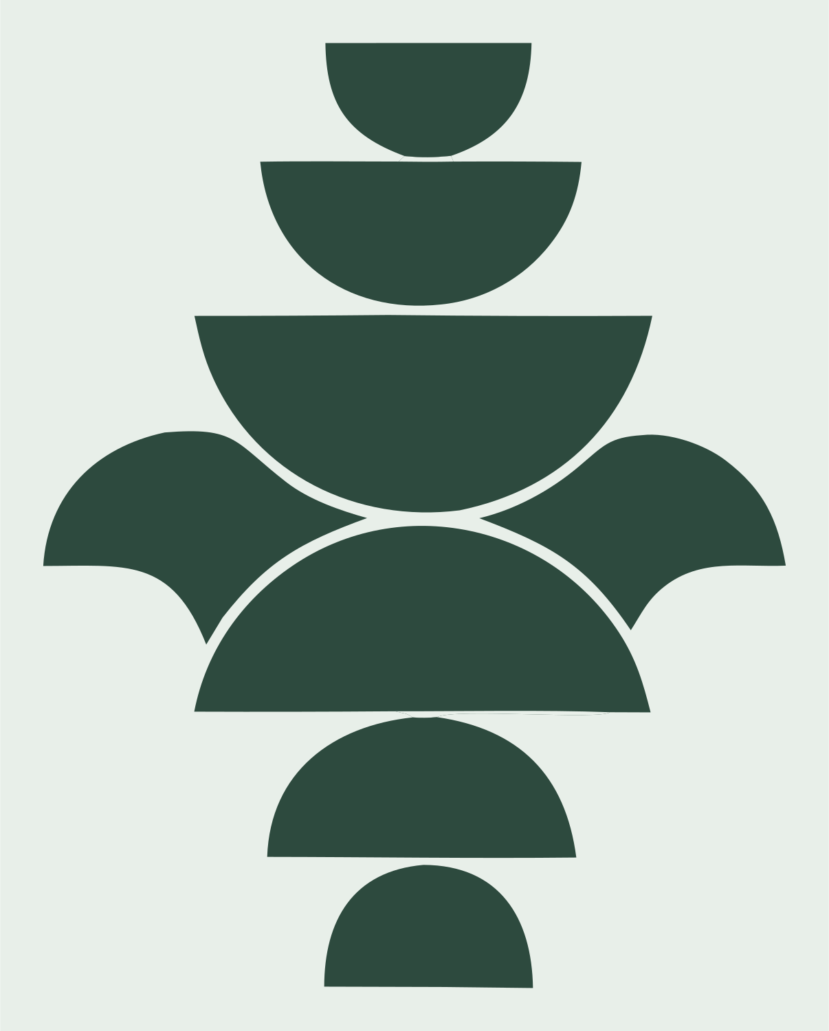 Bold Semicircle Snowflake Mark #e8efe9/#2d4a3e