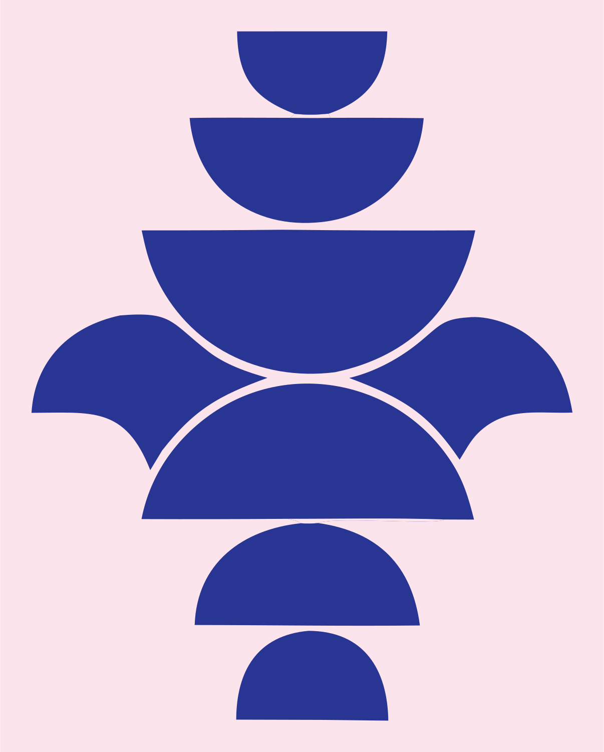 Bold Semicircle Snowflake Mark #fce4ec/#283593