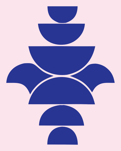 Bold Semicircle Snowflake Mark #fce4ec/#283593