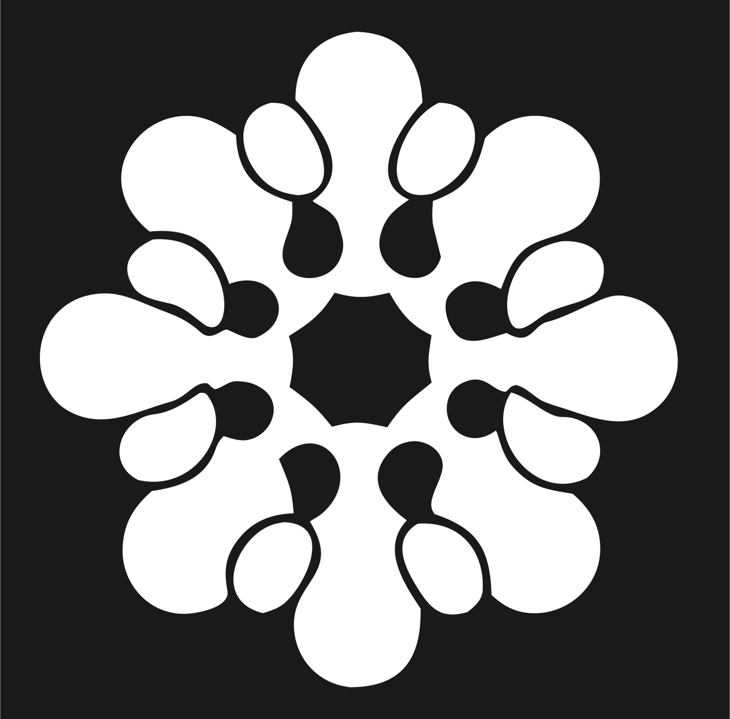 Bold Teardrop Snowflake Mark #1a1a1a/#ffffff