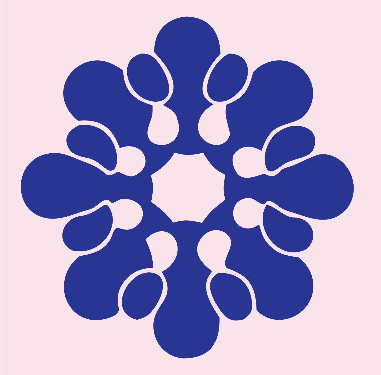 Bold Teardrop Snowflake Mark #fce4ec/#283593