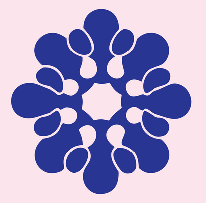 Bold Teardrop Snowflake Mark #fce4ec/#283593