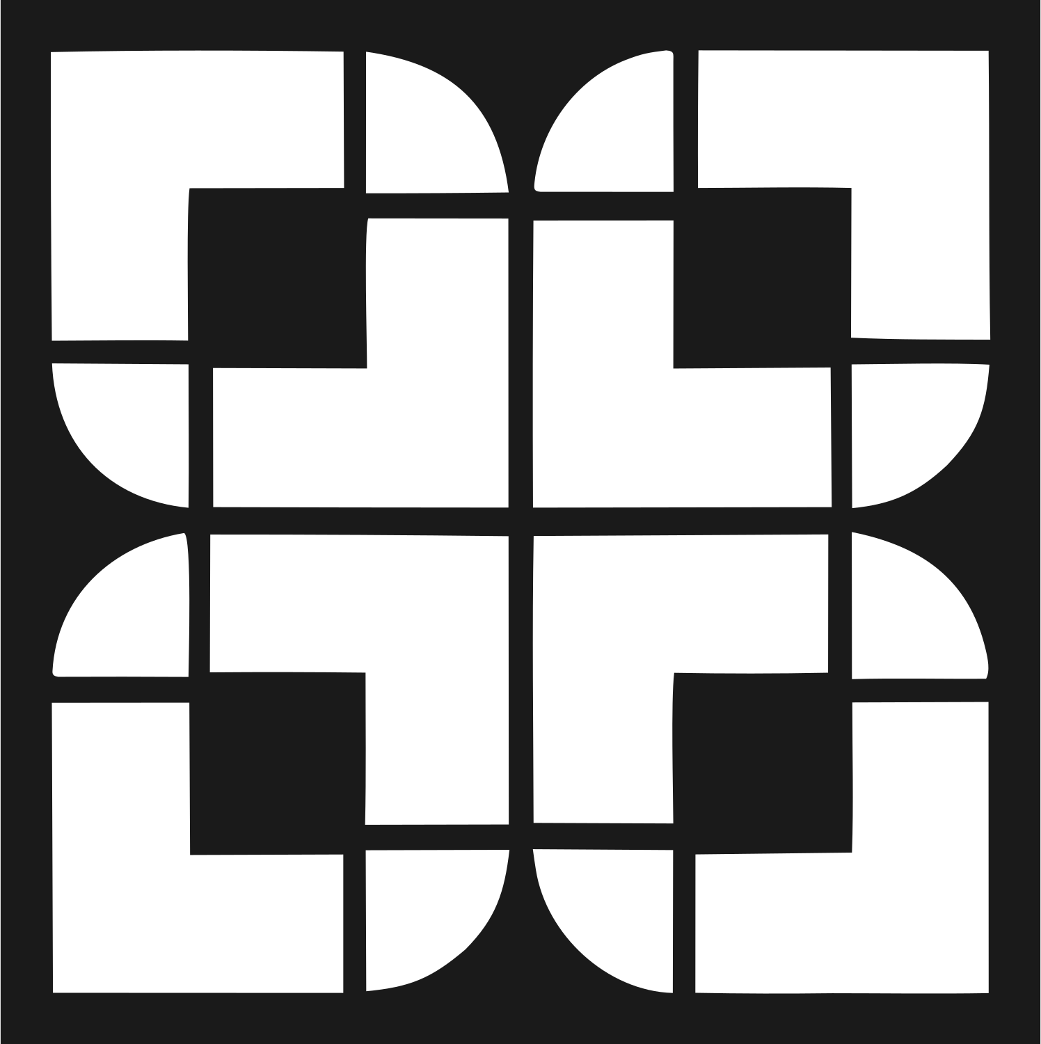 Bold Grid Snowflake Emblem #1a1a1a/#ffffff