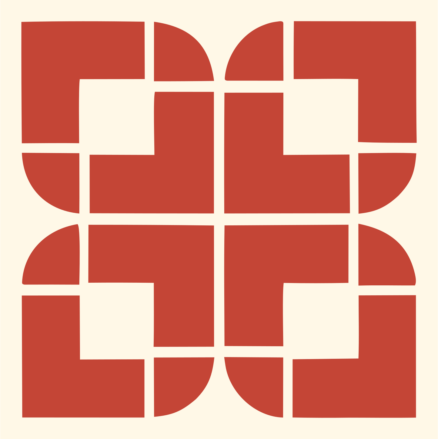 Bold Grid Snowflake Emblem #fff8e7/#c44536