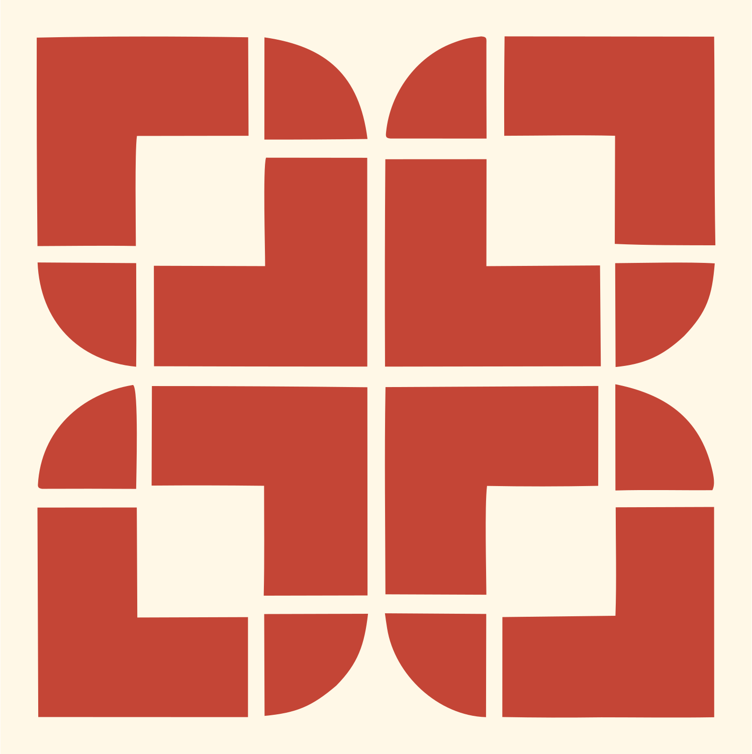 Bold Grid Snowflake Emblem #fff8e7/#c44536