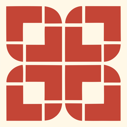 Bold Grid Snowflake Emblem #fff8e7/#c44536