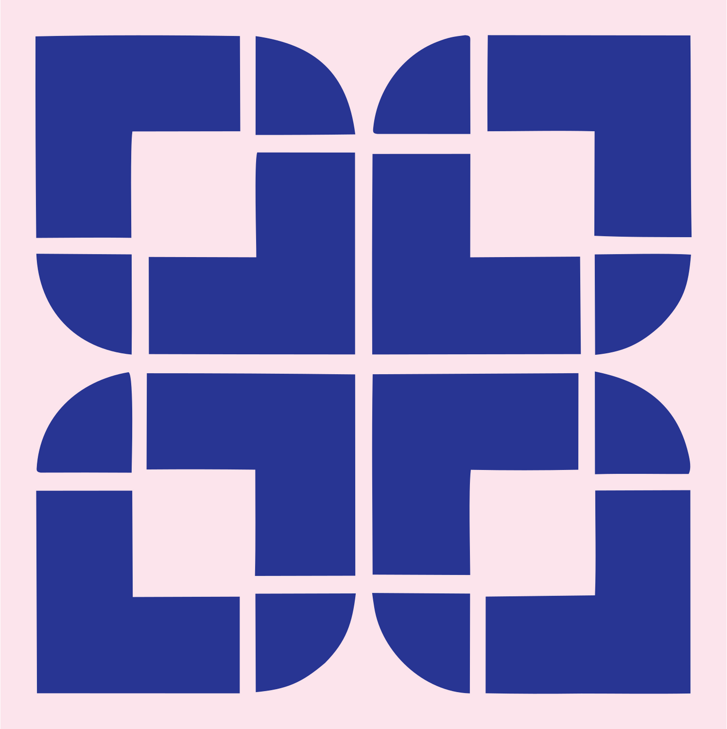 Bold Grid Snowflake Emblem #fce4ec/#283593