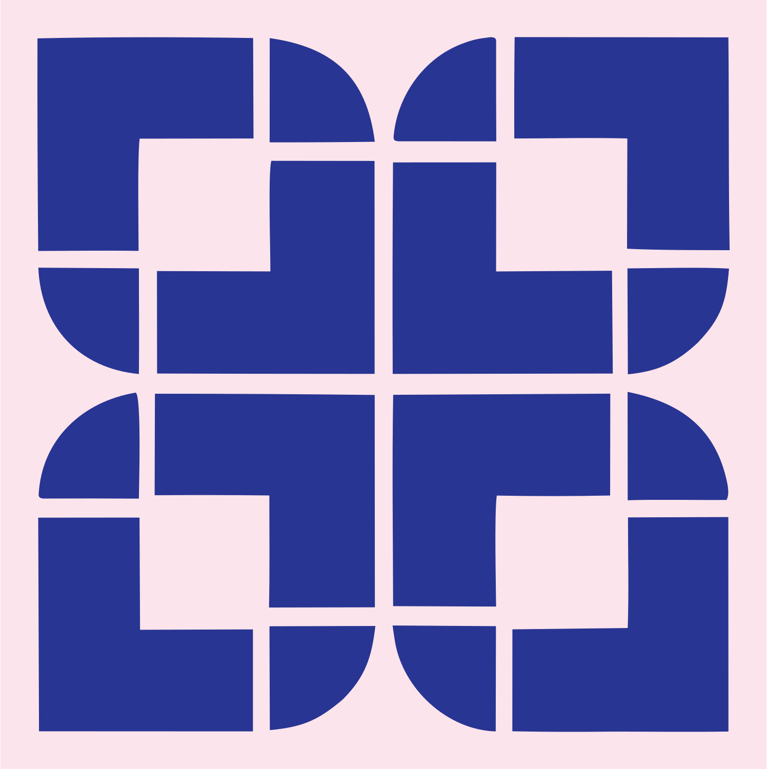 Bold Grid Snowflake Emblem #fce4ec/#283593