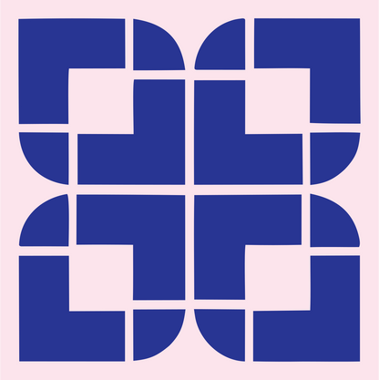 Bold Grid Snowflake Emblem #fce4ec/#283593