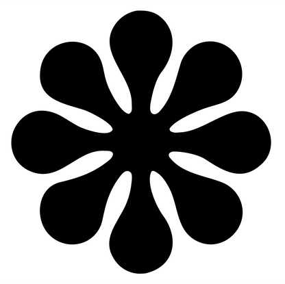 Retro Petal Flower Badge #ffffff/#000000