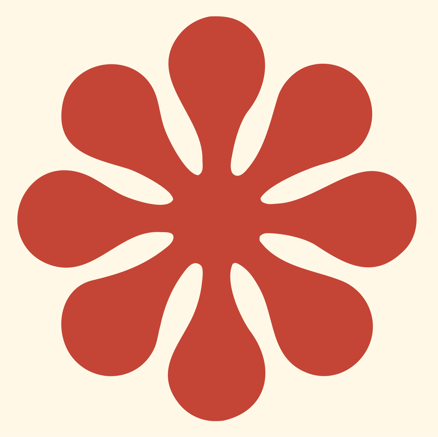 Retro Petal Flower Badge #fff8e7/#c44536