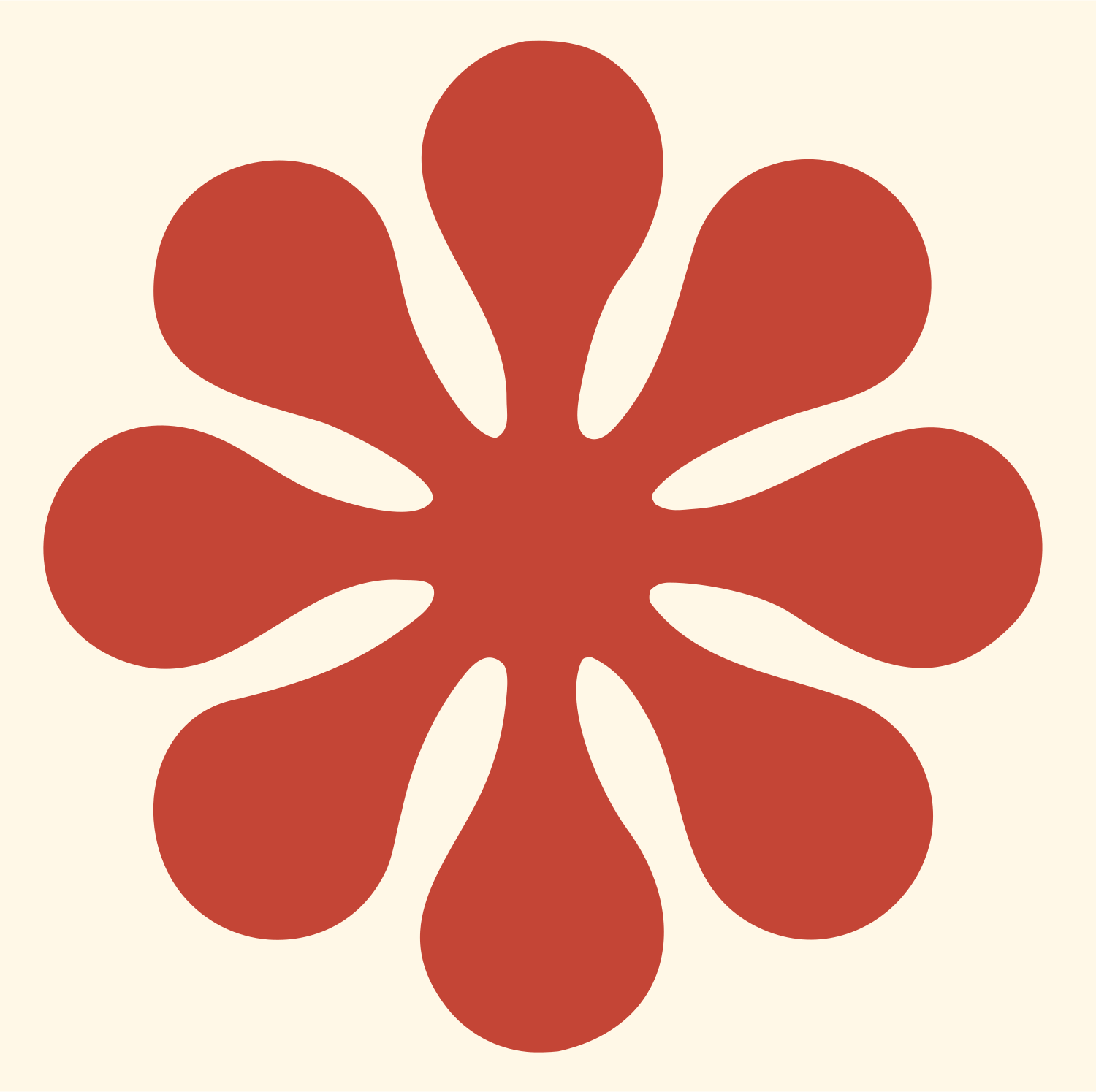 Retro Petal Flower Badge #fff8e7/#c44536