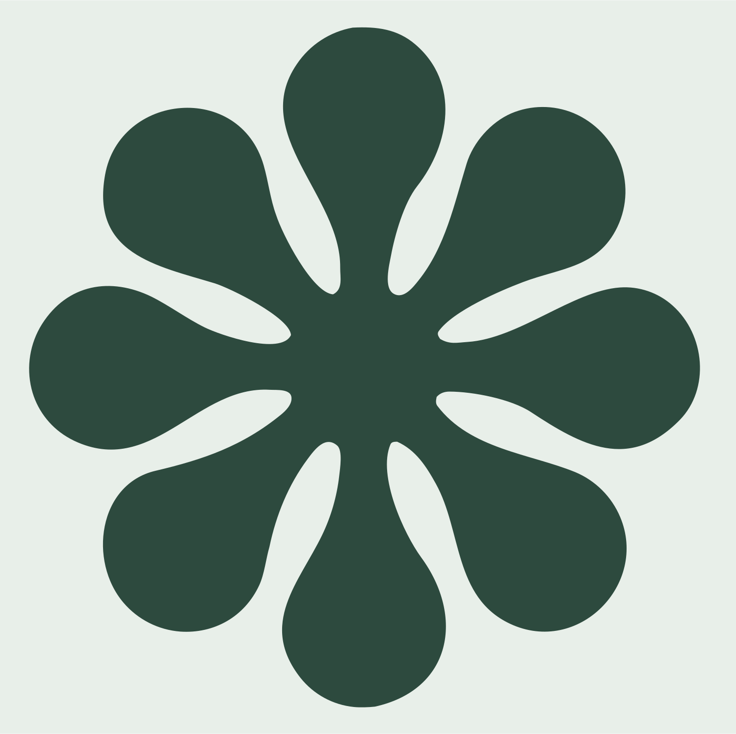Retro Petal Flower Badge #e8efe9/#2d4a3e