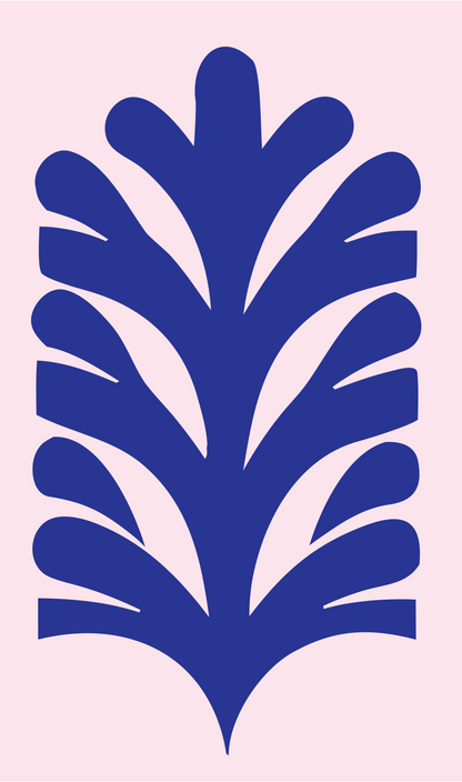 Bold Feather Snowflake Mark #fce4ec/#283593