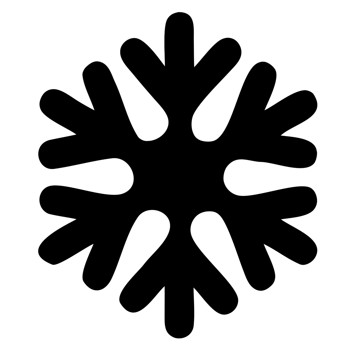 Bold Snowflake Silhouette Icon #ffffff/#000000