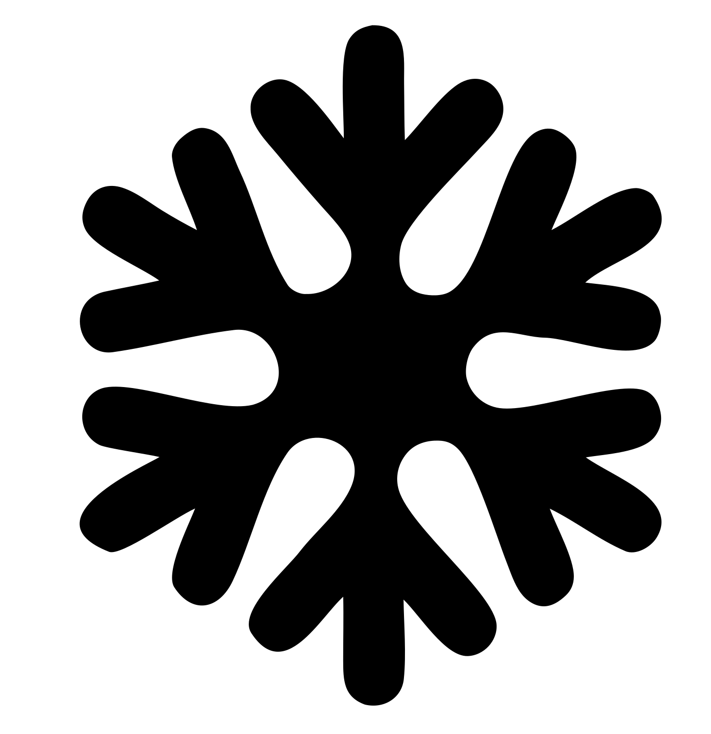 Bold Snowflake Silhouette Icon #ffffff/#000000