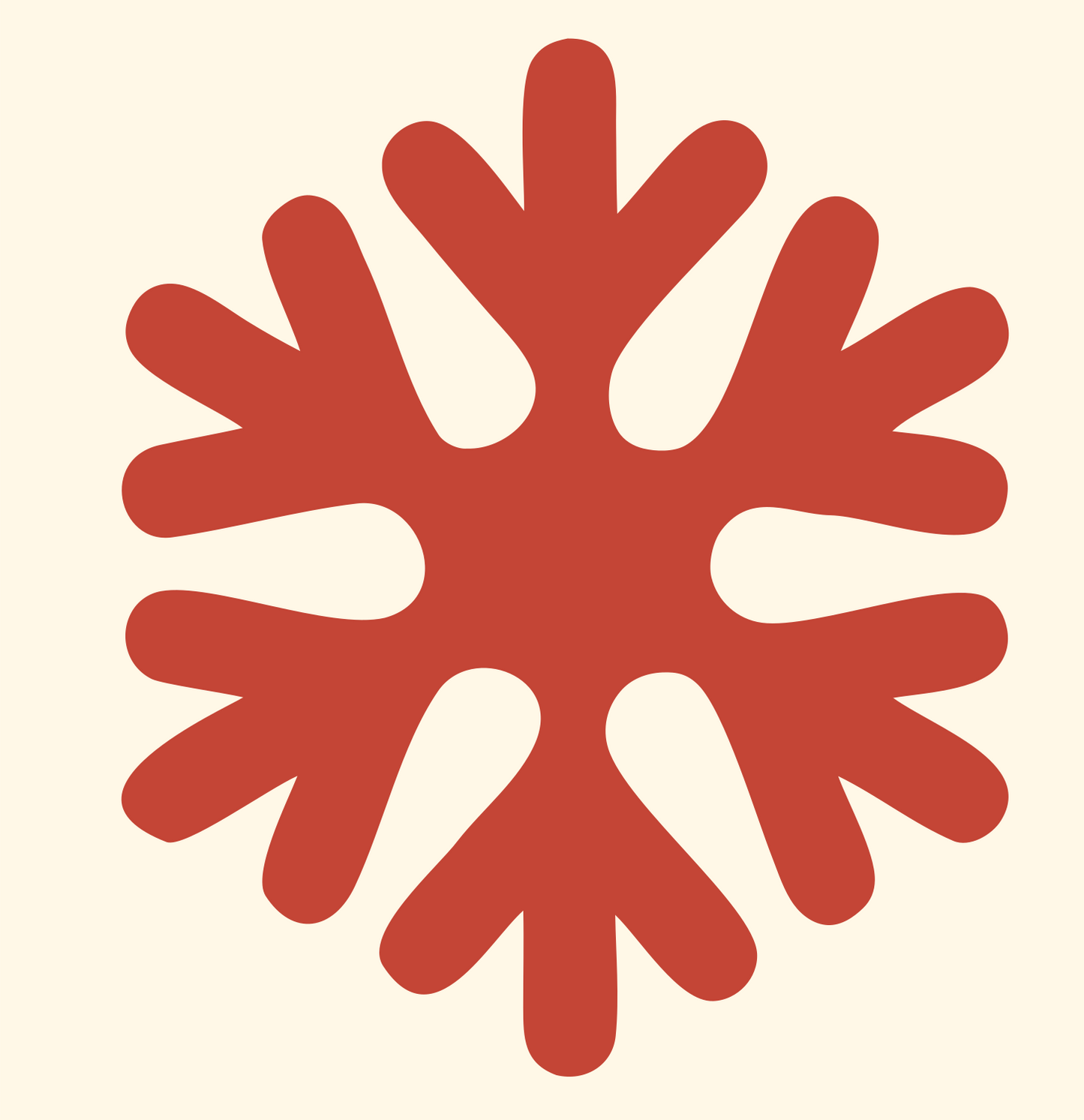 Bold Snowflake Silhouette Icon #fff8e7/#c44536