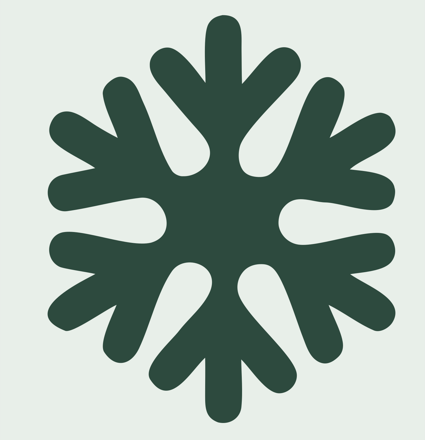 Bold Snowflake Silhouette Icon #e8efe9/#2d4a3e