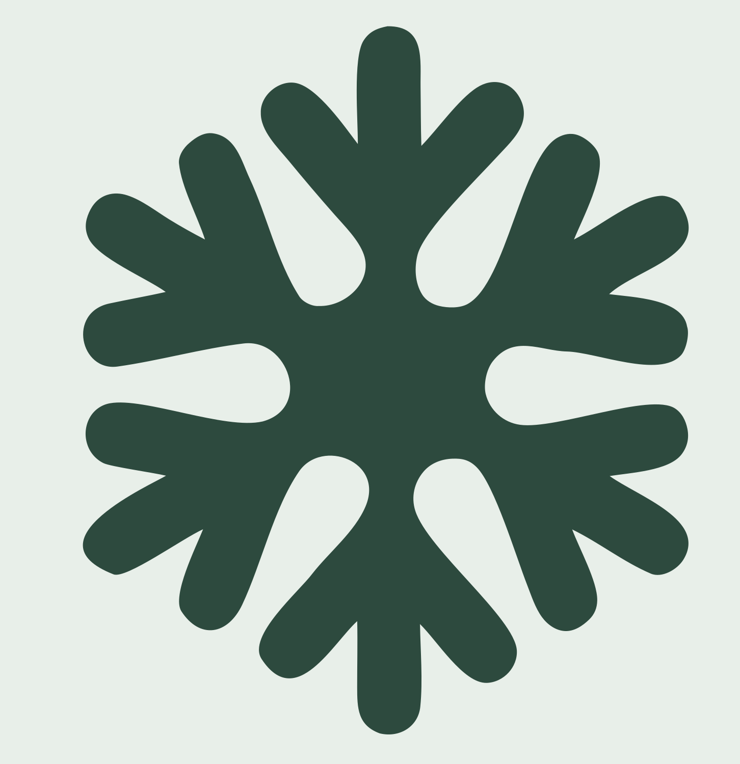 Bold Snowflake Silhouette Icon #e8efe9/#2d4a3e
