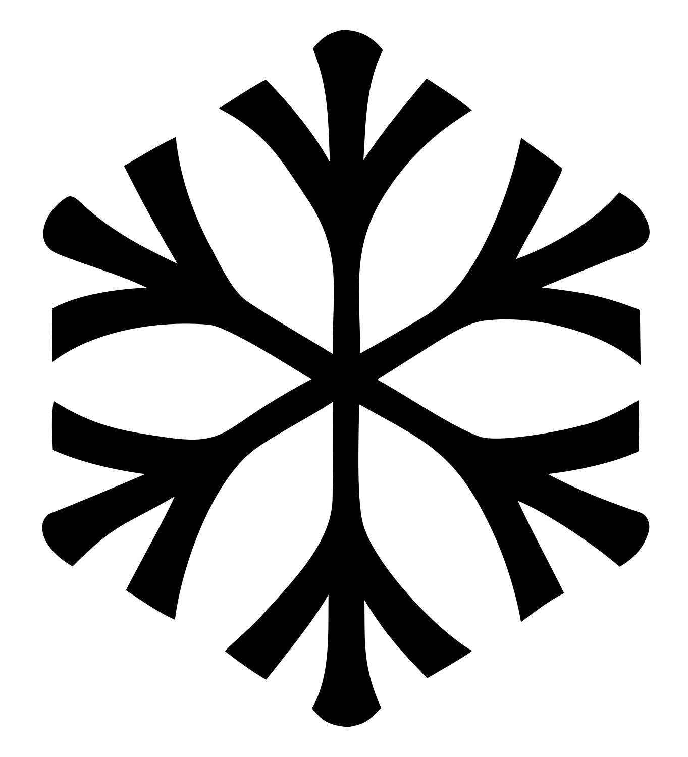 Branching Snowflake Tree Icon #ffffff/#000000