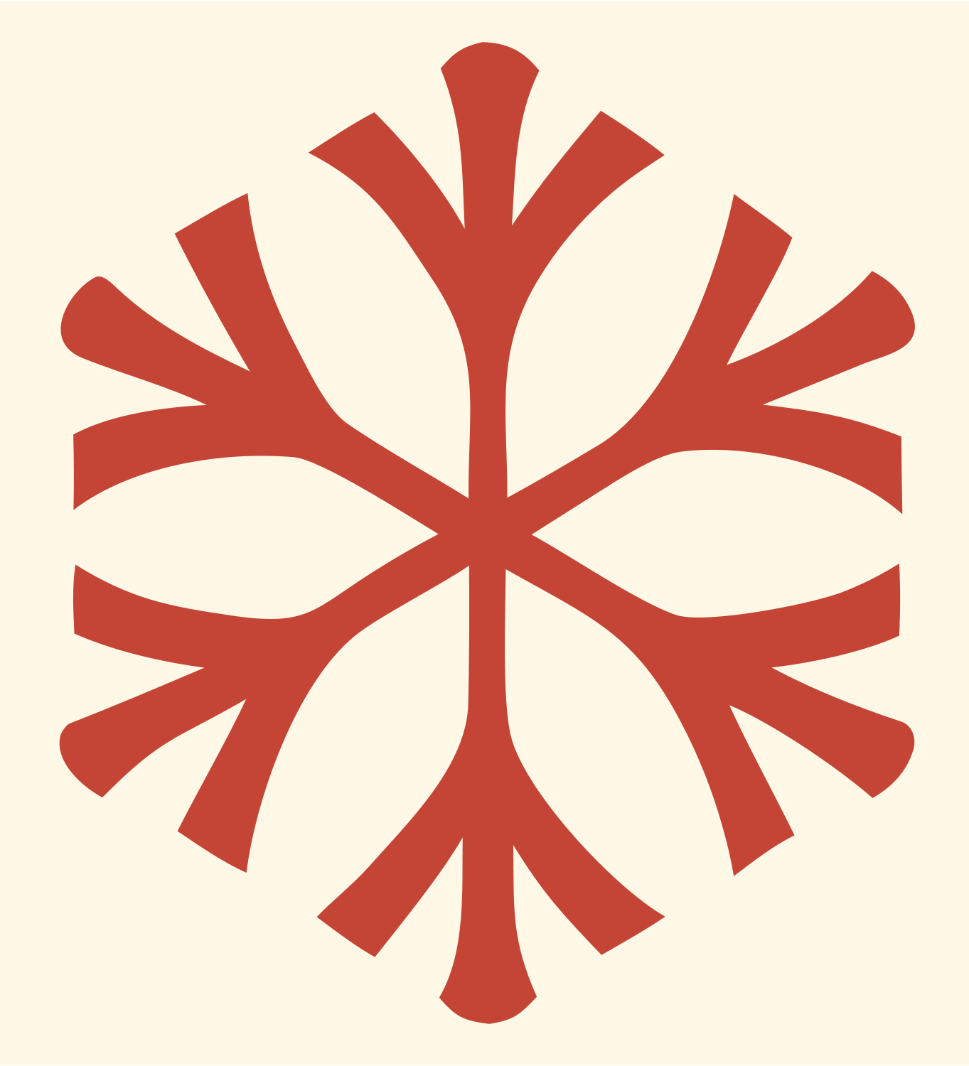 Branching Snowflake Tree Icon #fff8e7/#c44536