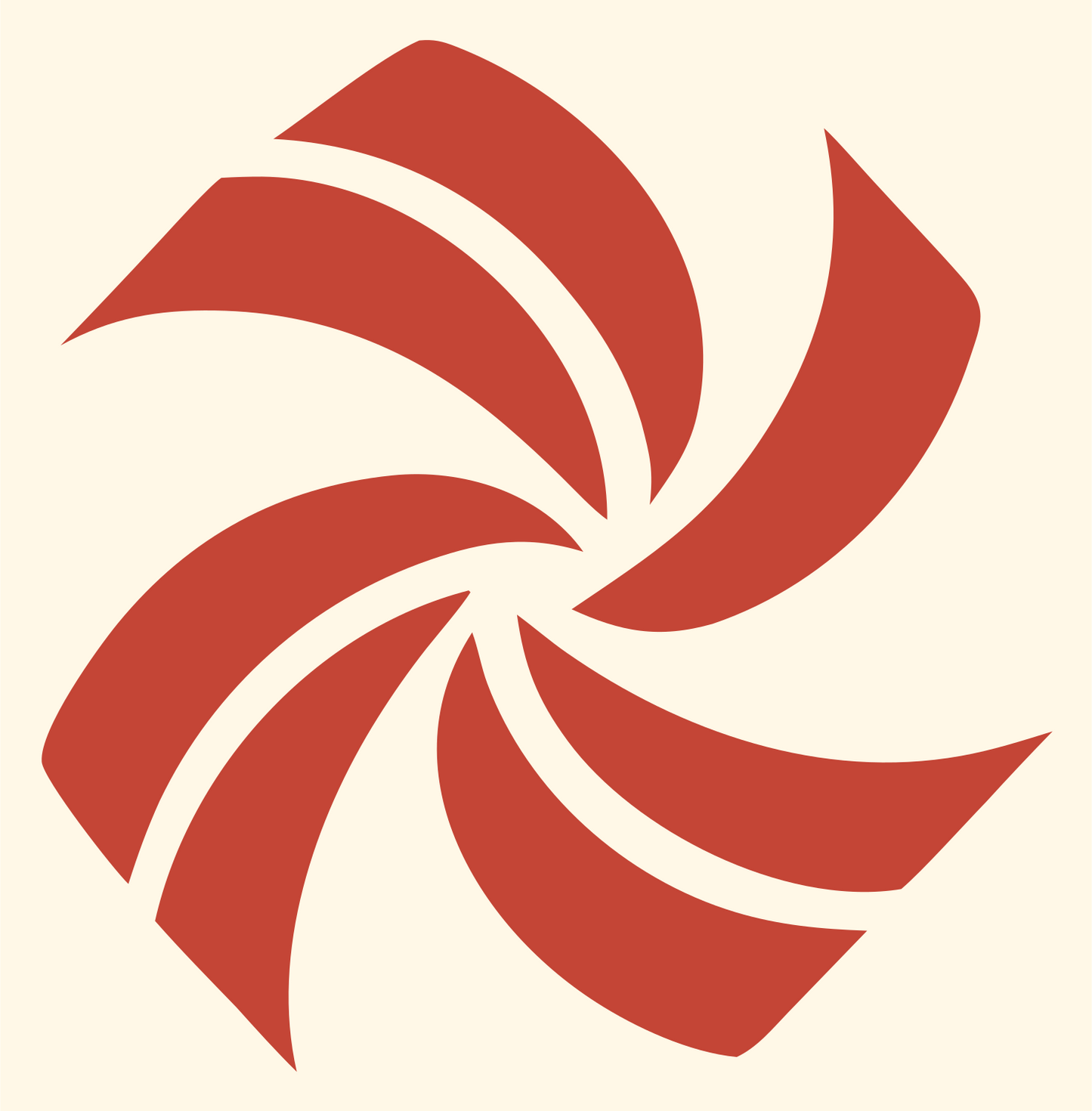 Spiral Pinwheel Swirl Mark #fff8e7/#c44536