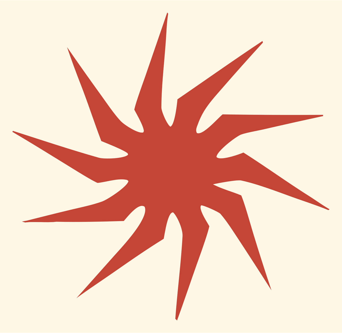 Jagged Star Burst Emblem #fff8e7/#c44536