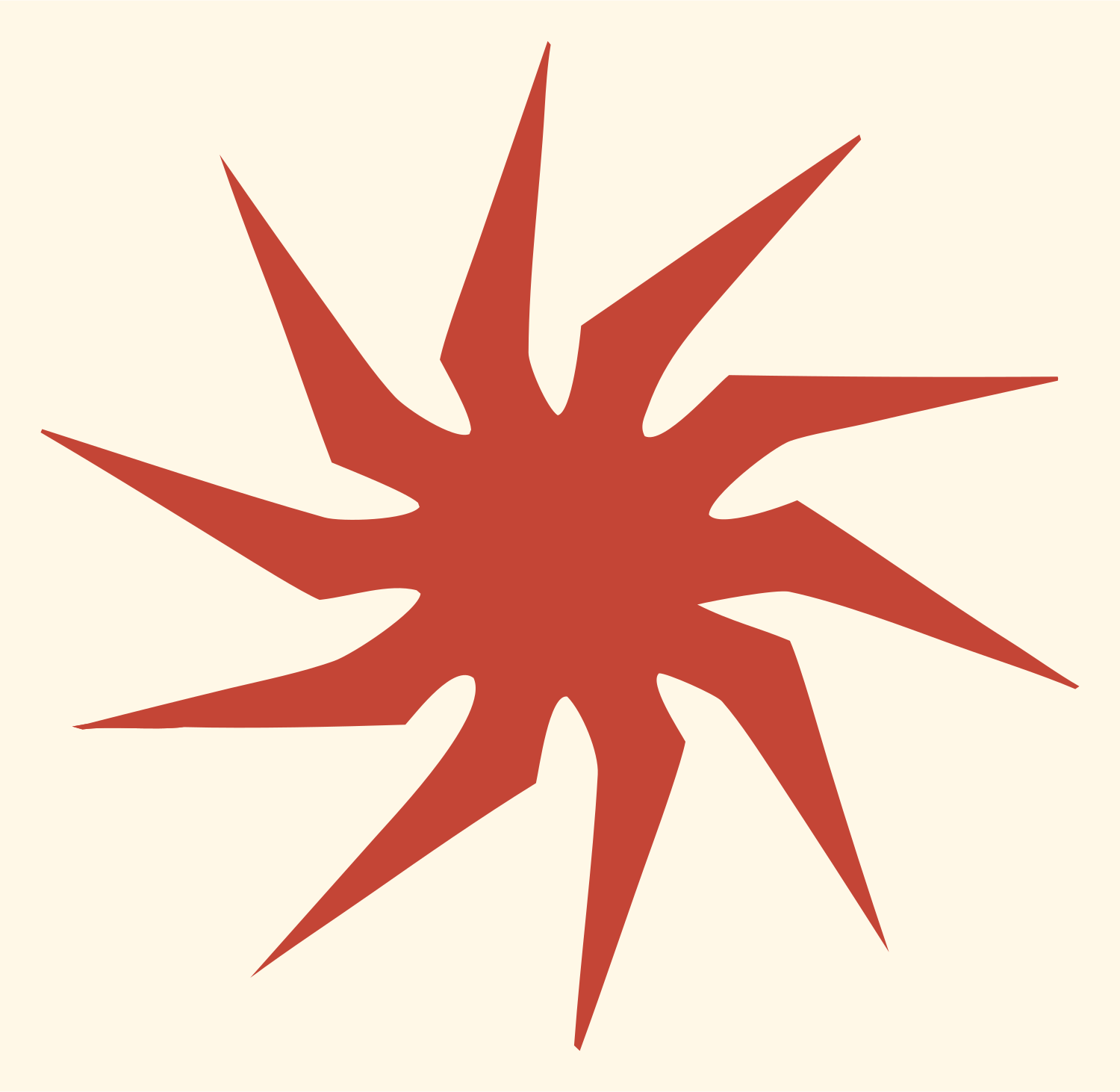Jagged Star Burst Emblem #fff8e7/#c44536