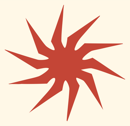 Jagged Star Burst Emblem #fff8e7/#c44536