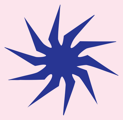 Jagged Star Burst Emblem #fce4ec/#283593