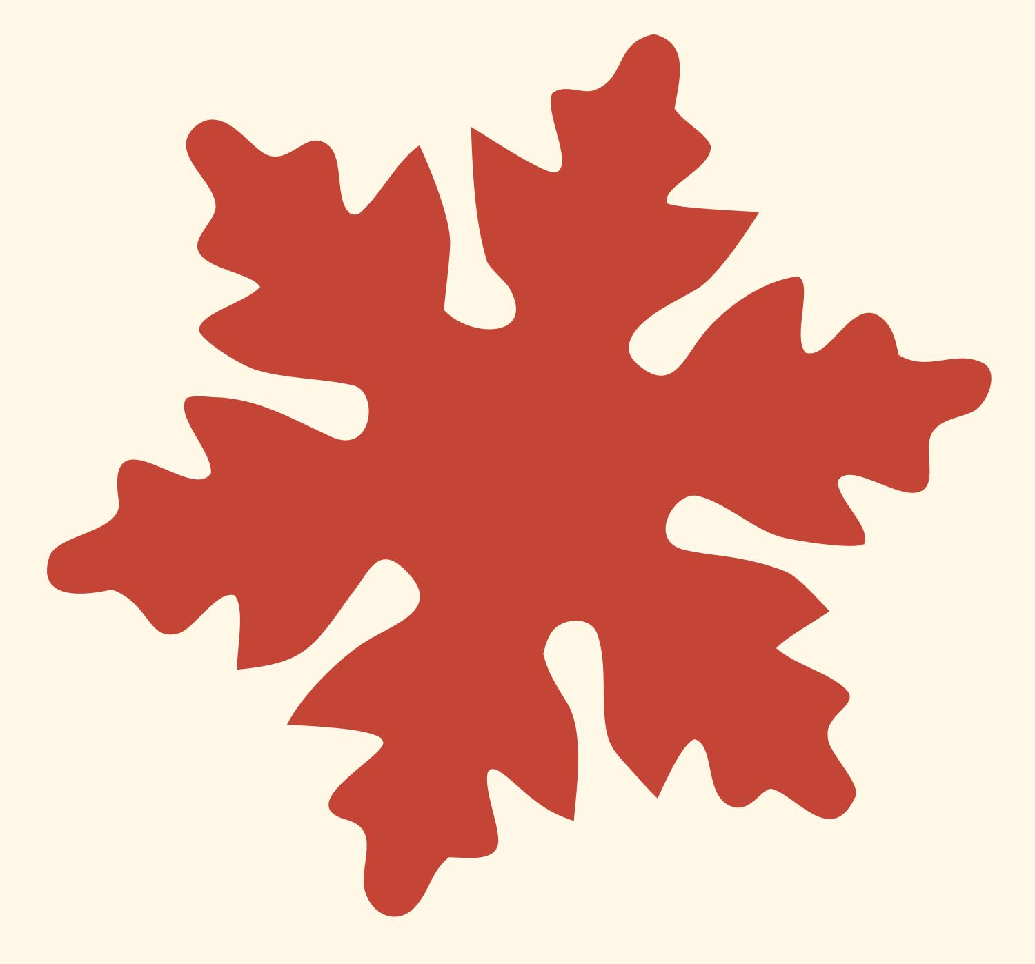 Oak Leaf Snowflake Badge #fff8e7/#c44536