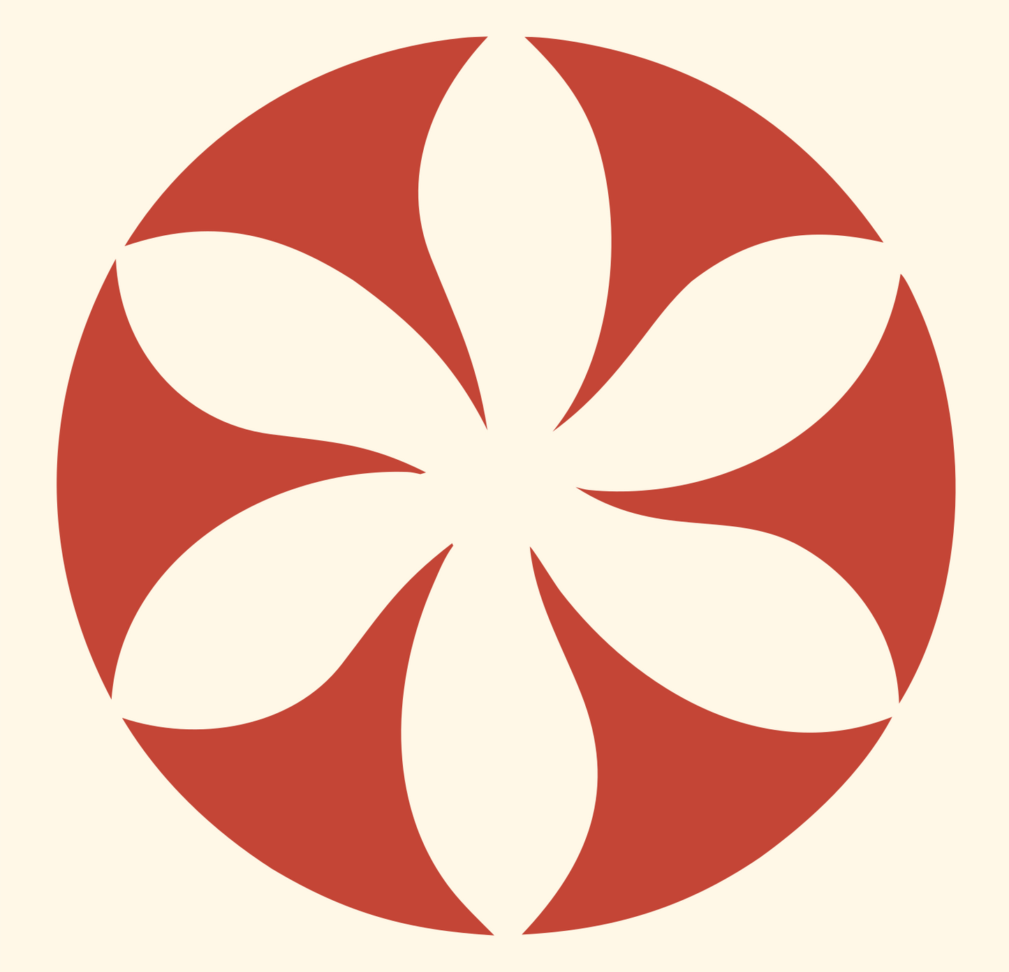 Negative Space Flower Circle Badge #fff8e7/#c44536