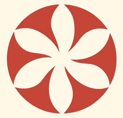 Negative Space Flower Circle Badge #fff8e7/#c44536