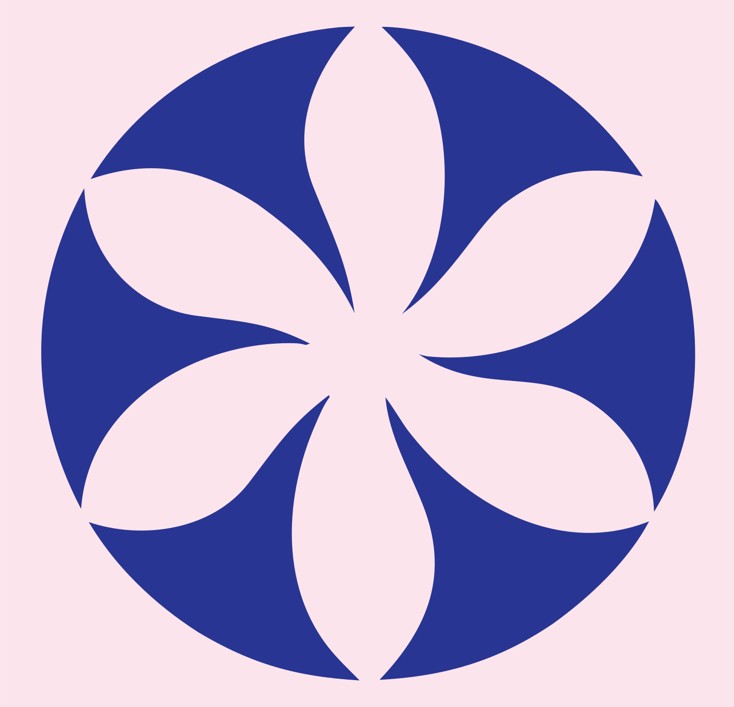 Negative Space Flower Circle Badge #fce4ec/#283593