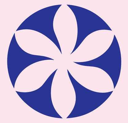 Negative Space Flower Circle Badge #fce4ec/#283593
