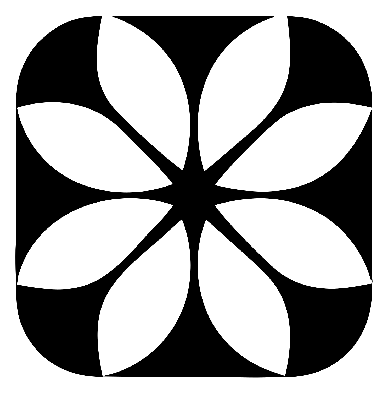 Negative Space Petal Snowflake Icon #ffffff/#000000