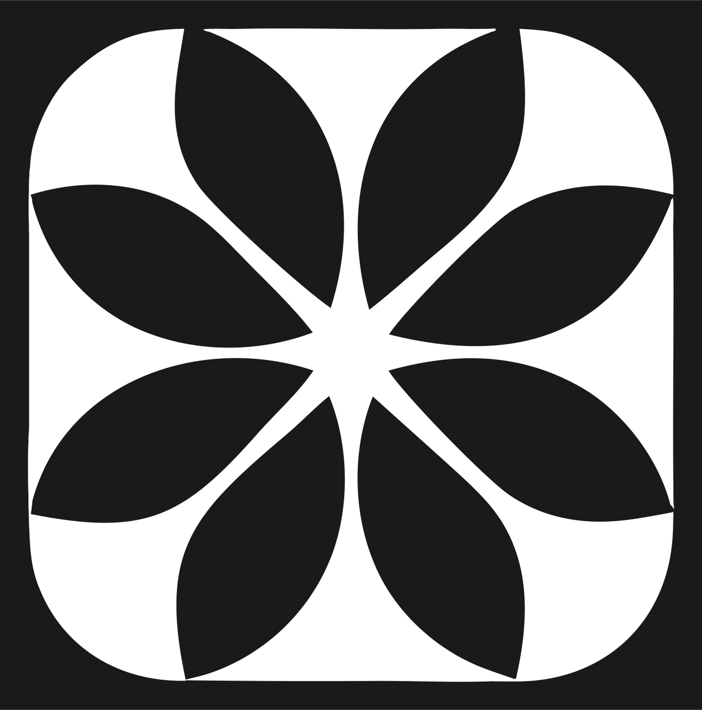Negative Space Petal Snowflake Icon #1a1a1a/#ffffff