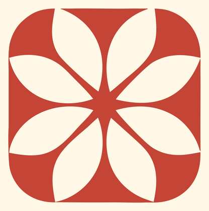 Negative Space Petal Snowflake Icon #fff8e7/#c44536