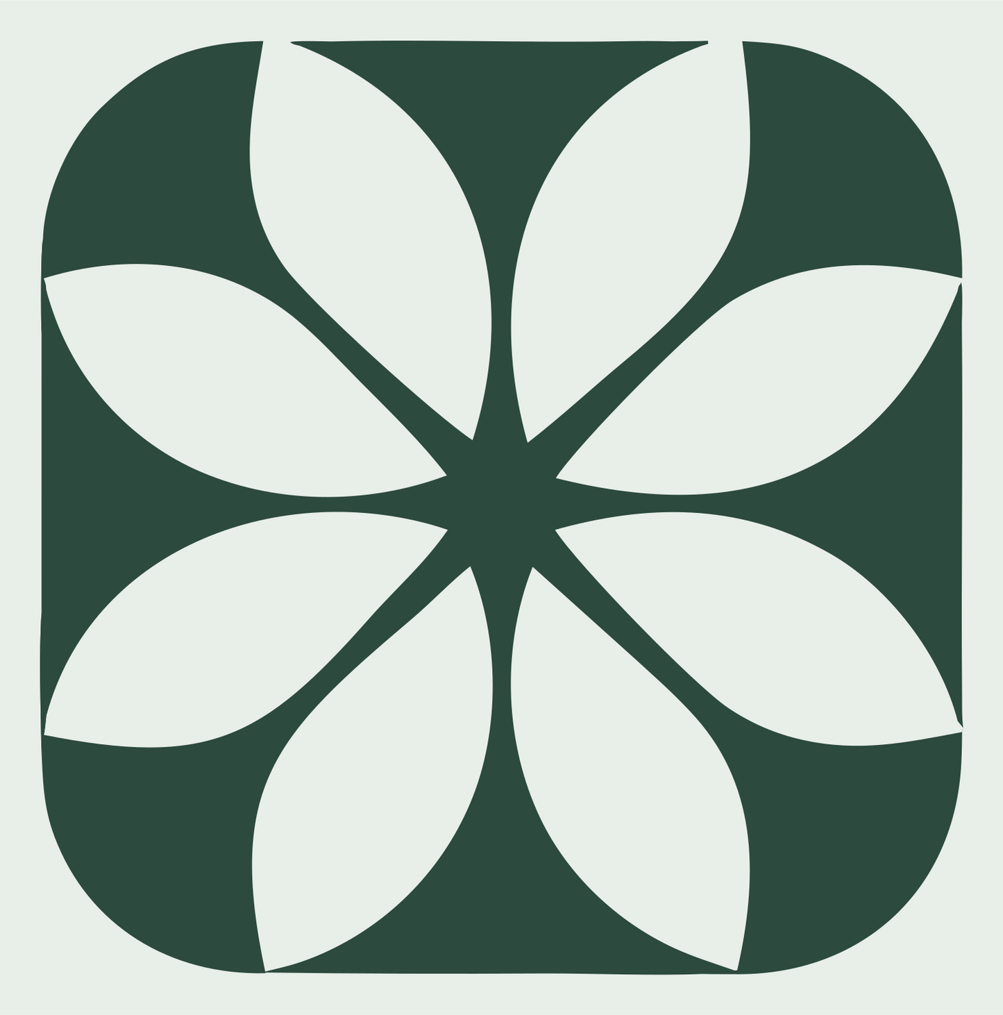 Negative Space Petal Snowflake Icon #e8efe9/#2d4a3e