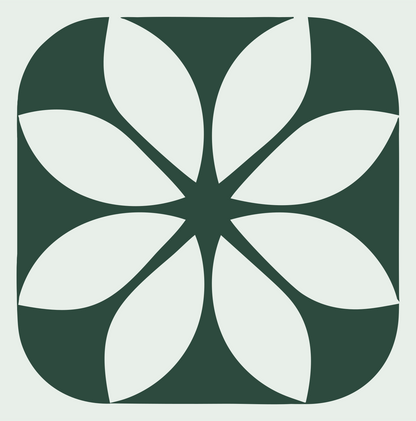 Negative Space Petal Snowflake Icon #e8efe9/#2d4a3e