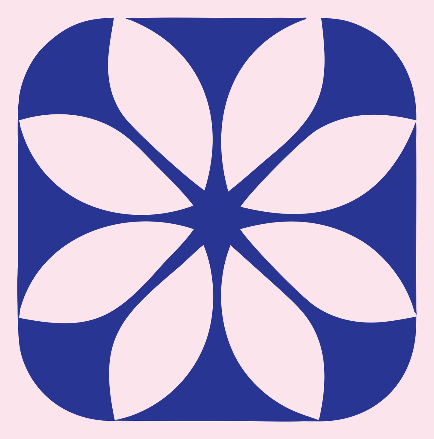 Negative Space Petal Snowflake Icon #fce4ec/#283593