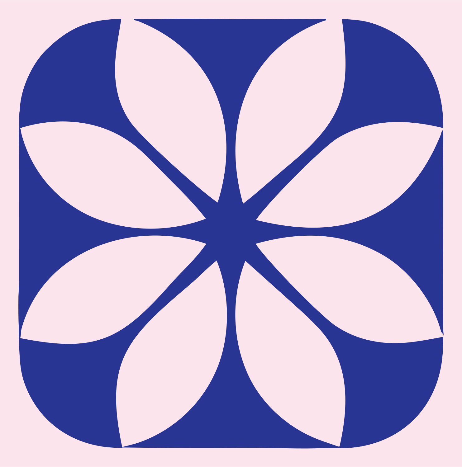 Negative Space Petal Snowflake Icon #fce4ec/#283593