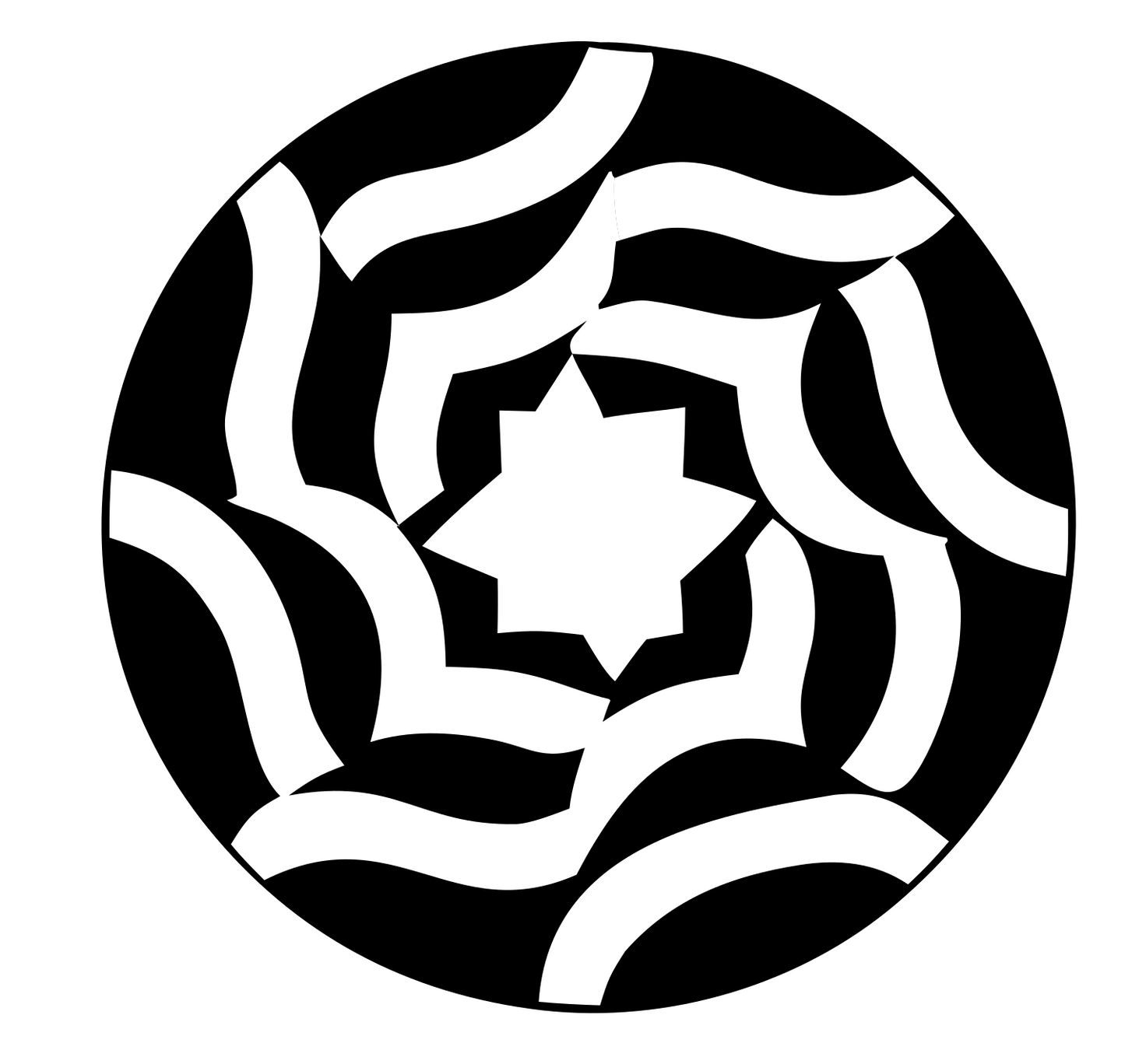 Spiral Star Mandala Badge #ffffff/#000000