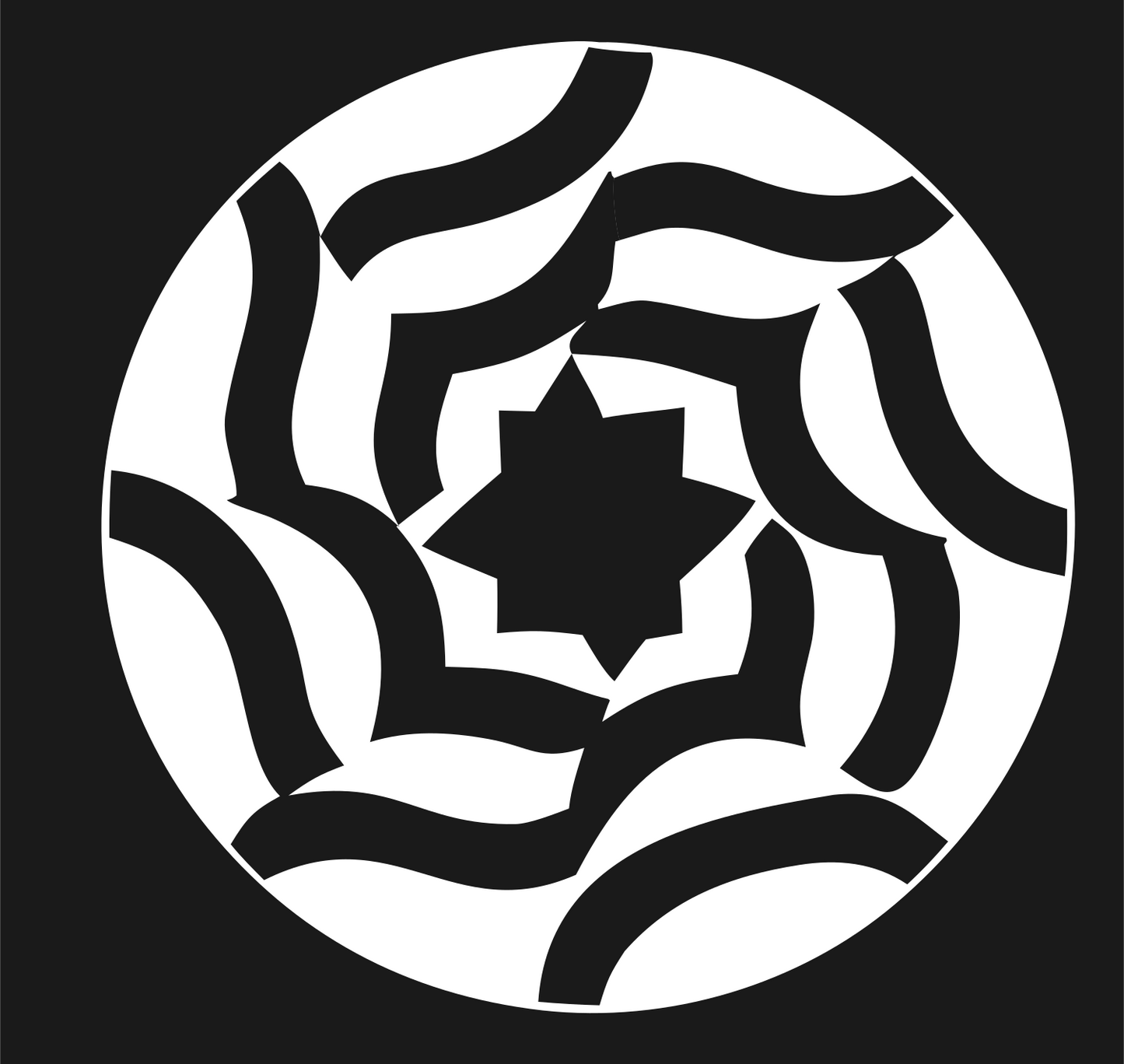 Spiral Star Mandala Badge #1a1a1a/#ffffff