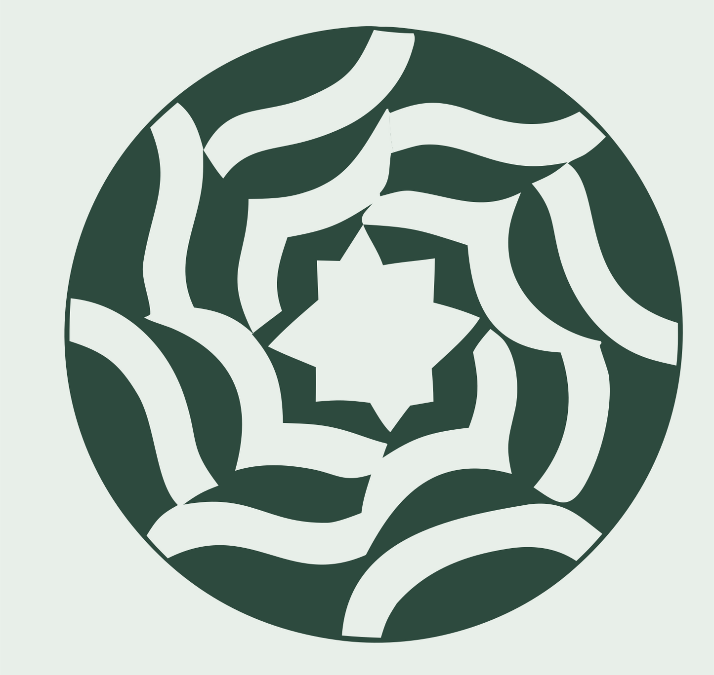 Spiral Star Mandala Badge #e8efe9/#2d4a3e
